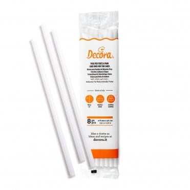 0.8cm x 30cm Plastic Dowels for Tier Cakes, Pack of 8