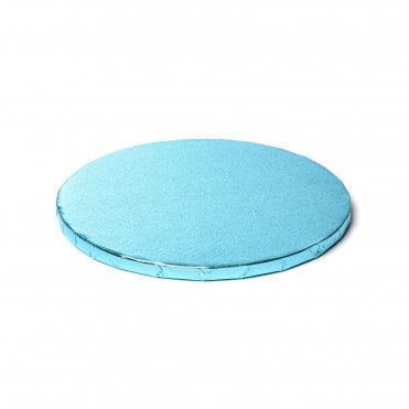 10" Baby Blue Round Corrugated Foil Cake Board Drums - 12mm