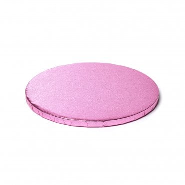 10" Light Pink Round Corrugated Foil Cake Board Drums - 12mm
