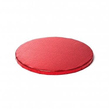 10" Red Round Corrugated Foil Cake Board Drums - 12mm