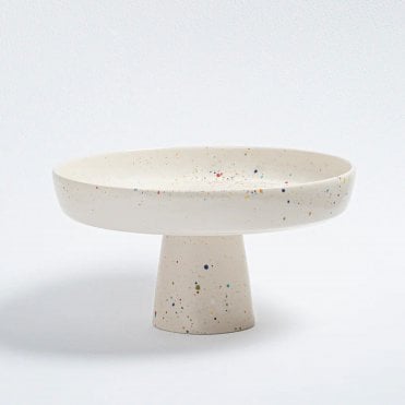 28cm White Splatter Ceramic Cake Stand