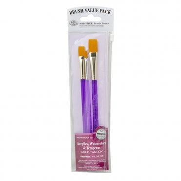 3 Pieces Gold Taklon Acrylic Handle Set - Washes