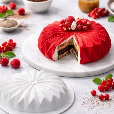 3D Geometric Origami Silicone Mousse Cake Mould