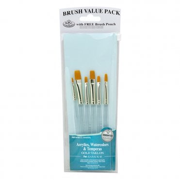 6 Pieces Gold Taklon Clear Acrylic Handle Set - Shaders