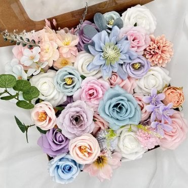 A Blend of Pink, Purple and Blue - DIY Faux Flower Box Set