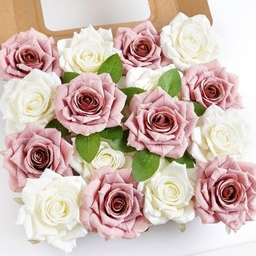 A Mixture of White and Light Pink - DIY Faux Flower Box Set