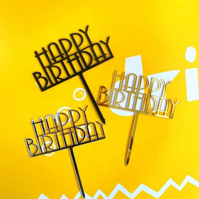 Acrylic Co Classic Font Happy Birthday Acrylic Cake Topper