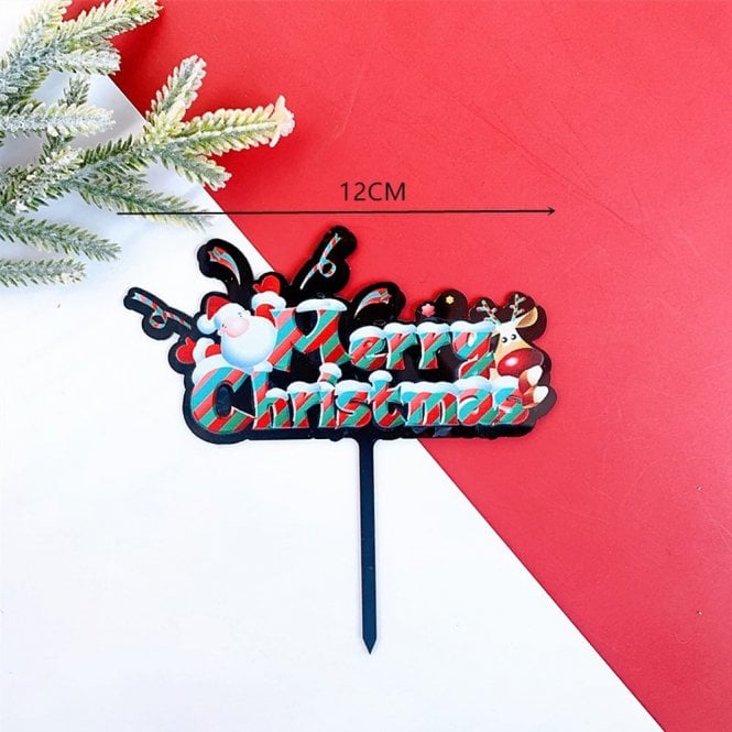 Acrylic Co Merry Christmas Acrylic Red / Green on Black Cake Topper - Style 2