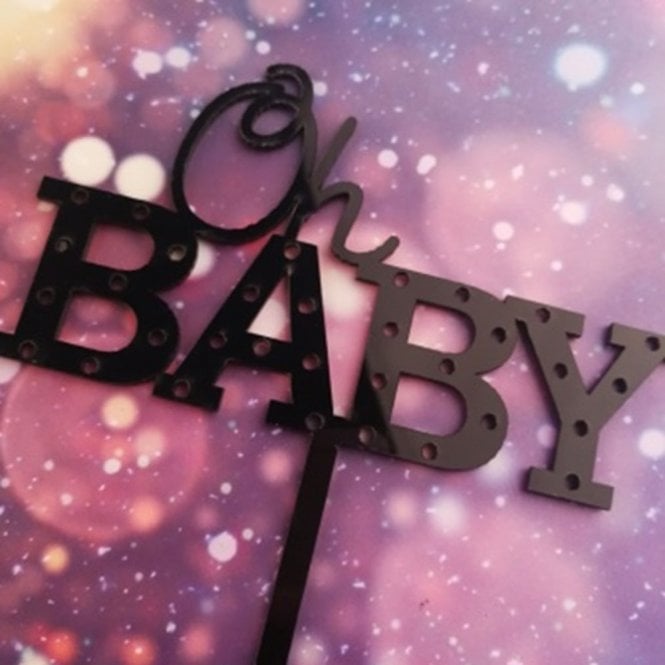 Acrylic Co Oh BABY - Baby Shower Acrylic Cake Topper - Black