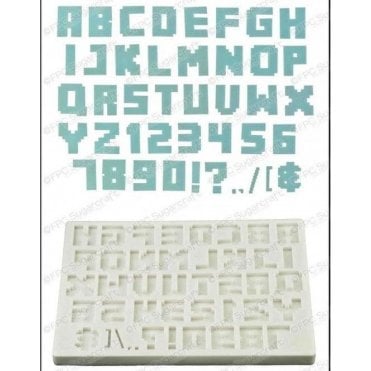 Alphabet Pixel Script - Gaming/Computer Theme - Cake Decorating Silicone Mould