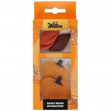 Autumn Leaves & Pumpkins Edible Wafer Decorations - Set of 10