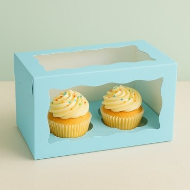 Baby Blue Cupcake Box with Insert – Holds 2