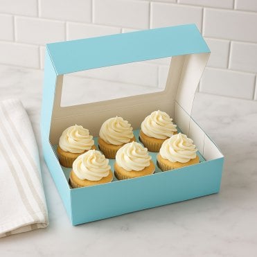 Baby Blue Cupcake Box with Insert – Holds 6