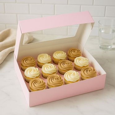 Baby Pink Cupcake Box with Insert - Holds 12