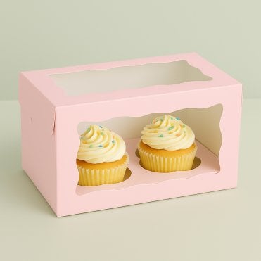 Baby Pink Cupcake Box with Insert - Holds 2