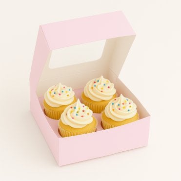 Baby Pink Cupcake Box with Insert - Holds 4