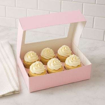 Baby Pink Cupcake Box with Insert - Holds 6