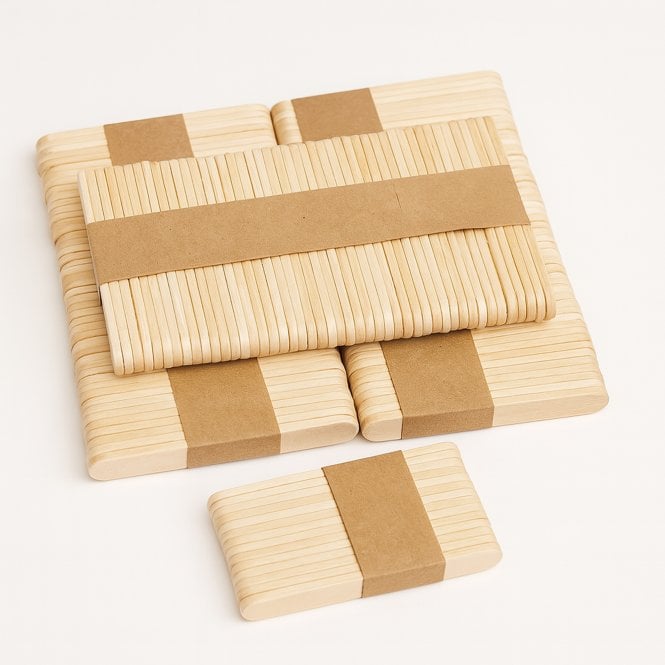 Eco-Chic Wooden Ice Cream Sticks - 65mm x 10mm x 2mm (Bag with Label)