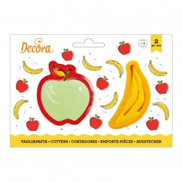 Banana And Apple Plastic Cookie Cutters Set Of 2