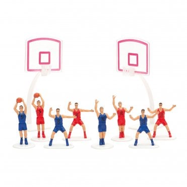 Basketball Decorating Set 10 Pcs - 8 Players + 2 Baskets