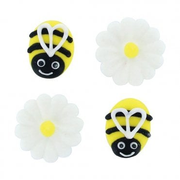 Bee & Daisy Sugar Decorations - 12 pcs