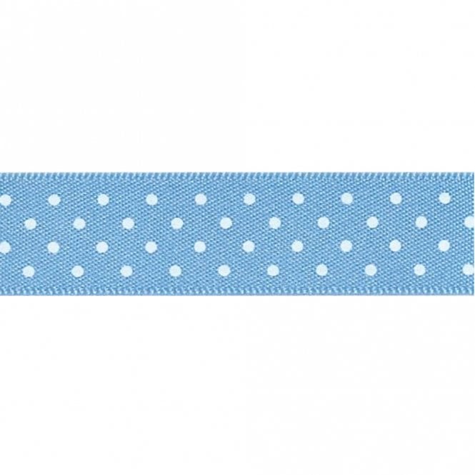 Berisford Ribbon Berisfords 20 Metres Dainty Micro Dot Ribbon, Corn Flower - 25mm x 20M