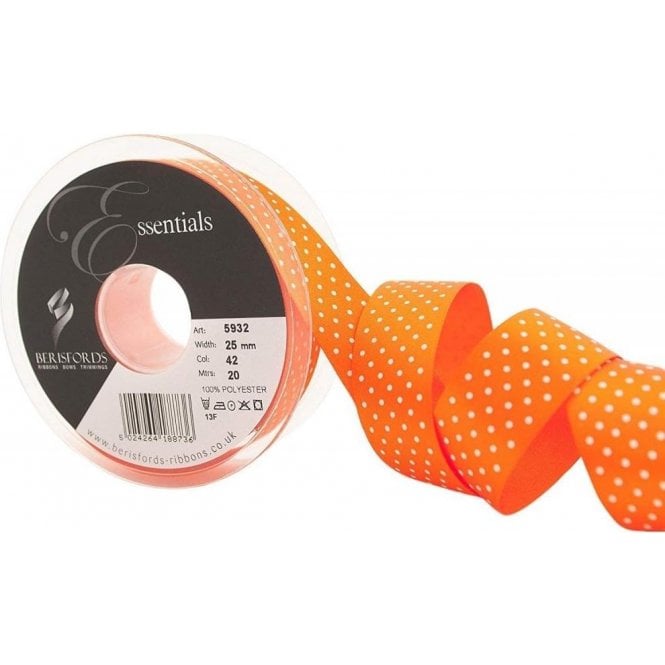 Berisford Ribbon Berisfords Dainty Micro Dot Ribbon, Orange Delight