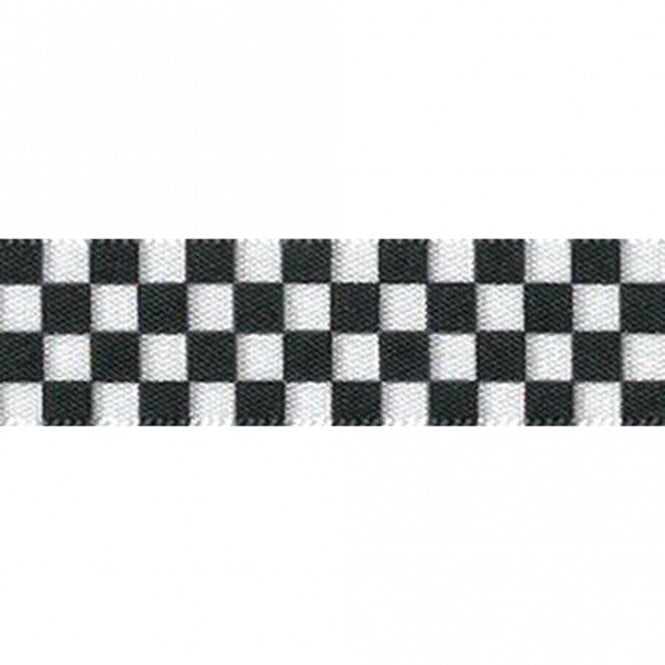 Berisford Ribbon Checkered Flag White / Black Ribbon - Colour No 1 - 25mm x 20M