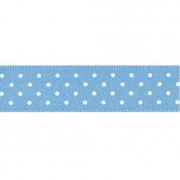 Berisfords 20 Metres Dainty Micro Dot Ribbon, Corn Flower  - 25mm x 20M
