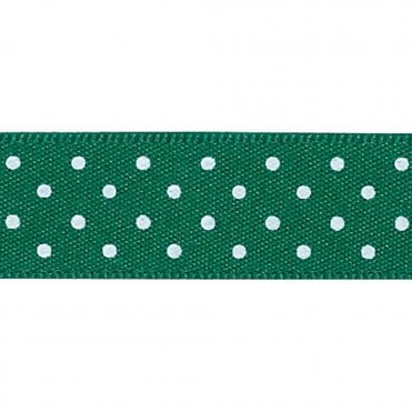 Berisfords 20 Metres Dainty Micro Dot Ribbon, Hunter Green No.455