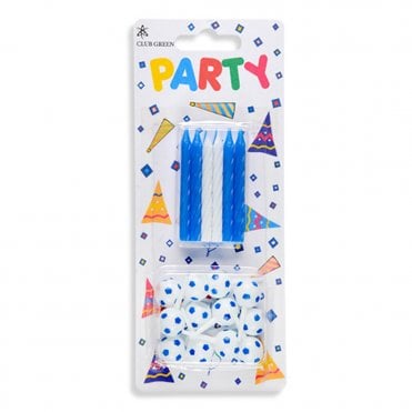Birthday Party Football Candles - Blue / White