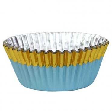 Blue & Gold - Trimmed Foil Lined Baking Cases - Pack of 30