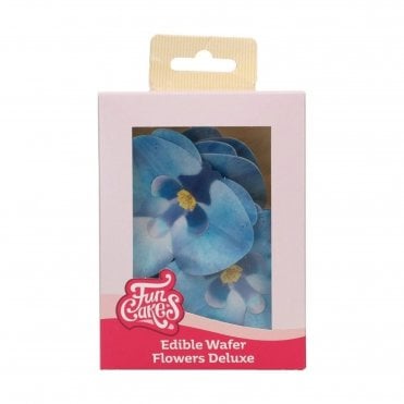 Blue Medium Orchid Deluxe Edible Wafer Flowers - Pack of 10