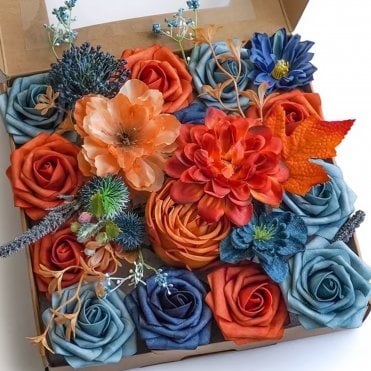 Blue & Orange - DIY Faux Flower Box Set