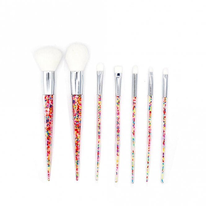 Blush Powder White Brush Set With Sprinkles Inside - Set Of 7 - Ideal For Gift