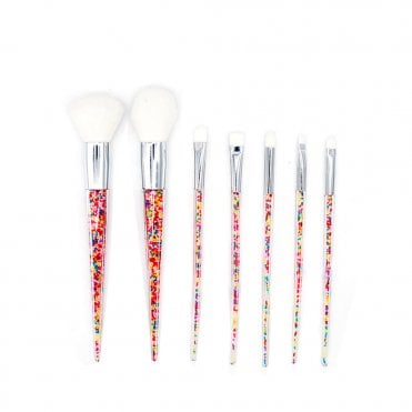 Blush Powder White Brush Set With Sprinkles Inside - Set Of 7 - Ideal For Gift