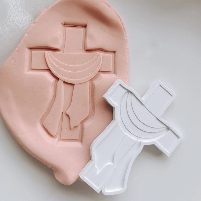 Boss Embossers Simple Cross With Draped Linen Stamp & Cutter