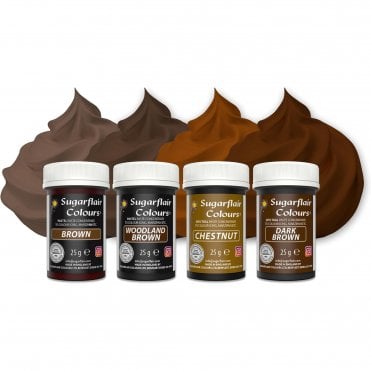 Brown Mixed Paste Food Colour Set - (4 x 25g Pots)