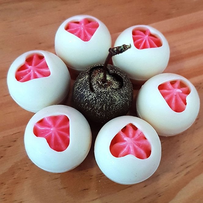 BWB Premium 30mm Sphere with Heart Symphony Chocolate Mold - 8 Cavity - Special Chocolate Mould