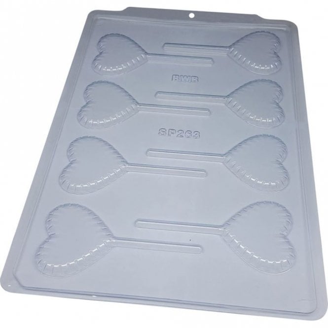 BWB Premium Heart Lollipop Fiesta Simple Chocolate Mold - 8 Cavity - Special Chocolate Mould