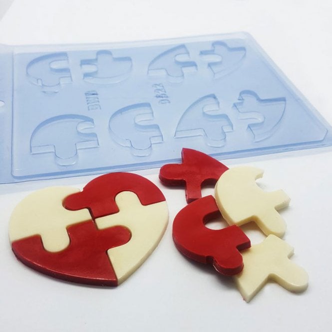 BWB Premium Heart Puzzle Euphoria Simple Chocolate Mold - 8 Cavity - Special Chocolate Mould