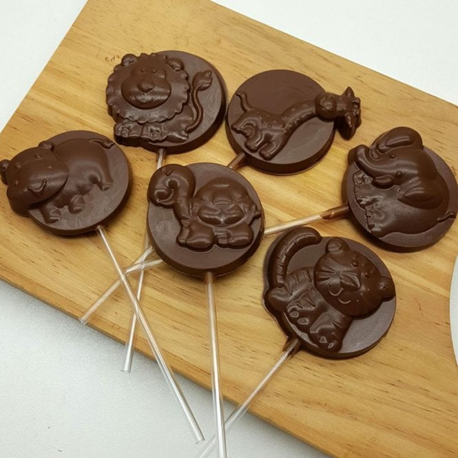 BWB Premium Jungle Animals Lollipop Adventure Mould - 6 Cavity - Simple Chocolate Mould