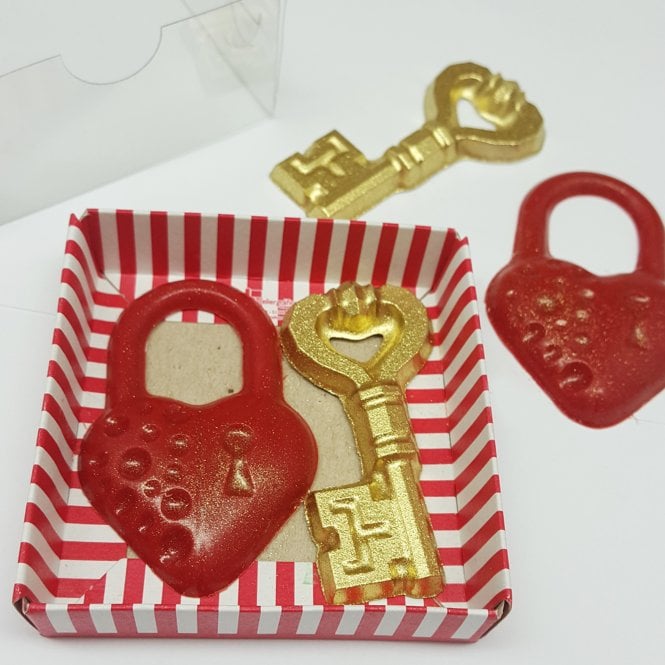 BWB Premium Key and Padlock Heart Treasure Simple Chocolate Mold - 10 Cavity - Special Chocolate Mould