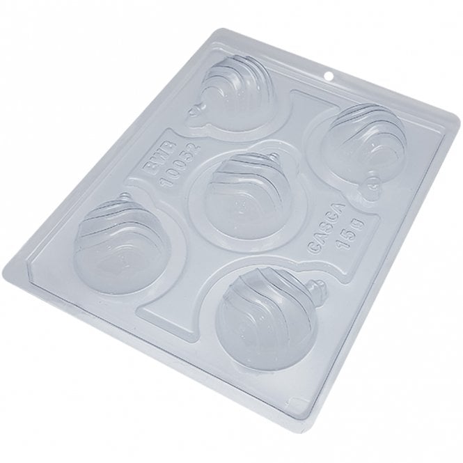 BWB Premium Striped Christmas Baubles Symphony Mould - 5 Cavity - Special Chocolate Mould
