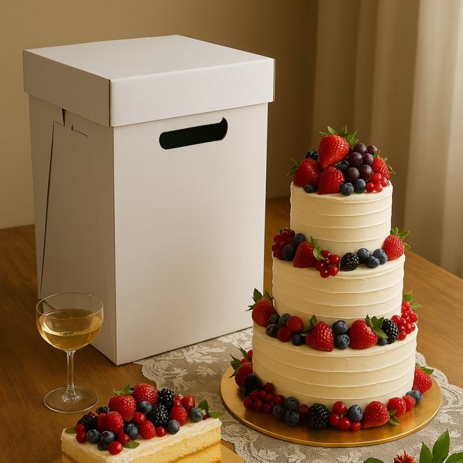 Cake Craft Company Extra Secure™ Extremely Tall Heavy-Duty White Cake Box with Handle (17