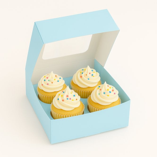 Cake Craft Company Baby Blue Cupcake Box with Insert – Holds 4