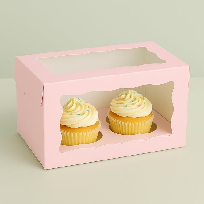 Cake Craft Company Baby Pink Cupcake Box with Insert - Holds 2