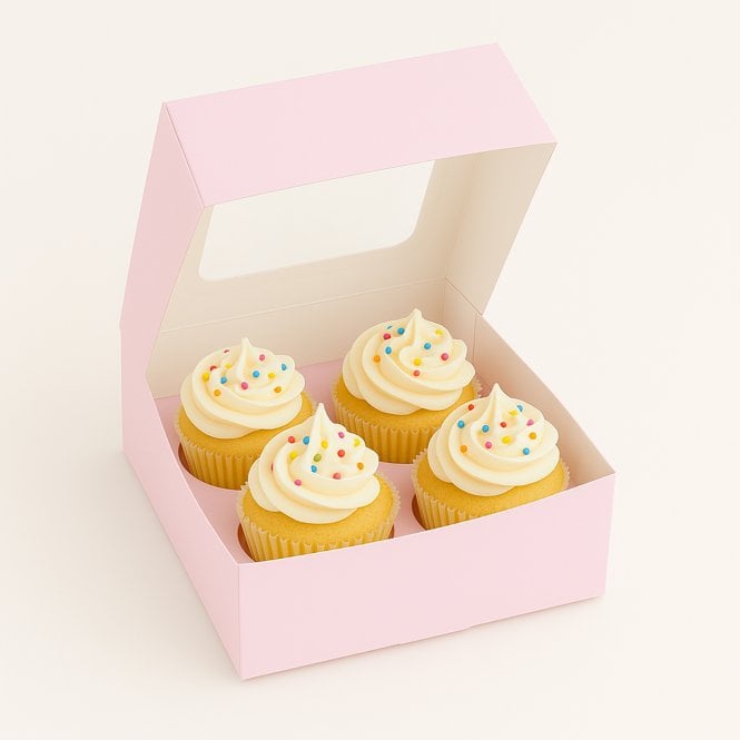 Cake Craft Company Baby Pink Cupcake Box with Insert - Holds 4
