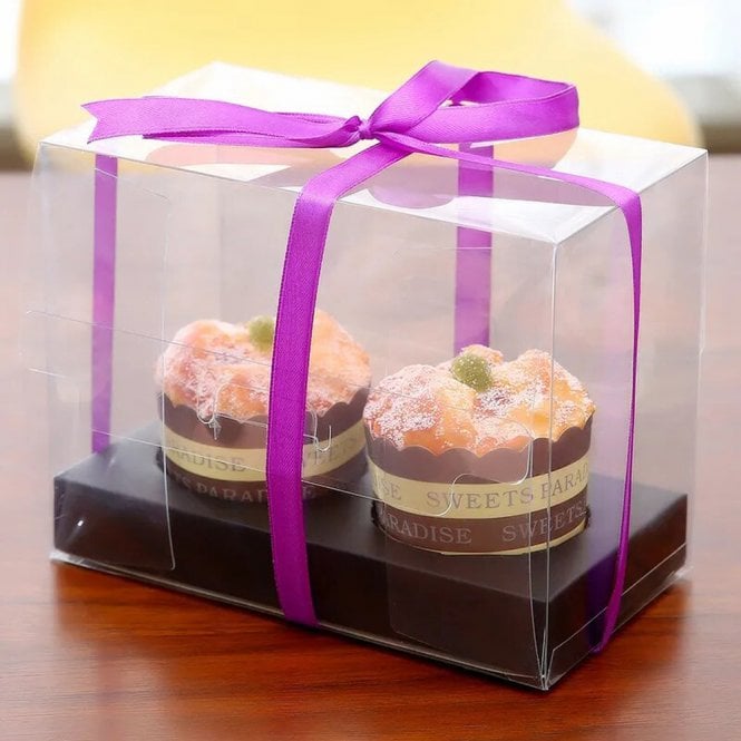 Cake Craft Company Black Deluxe Crystal Transparent Cupcake Boxes - Holds 2