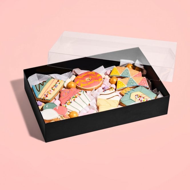 Cake Craft Company Black Deluxe Treat Boxes with Clear Lid
